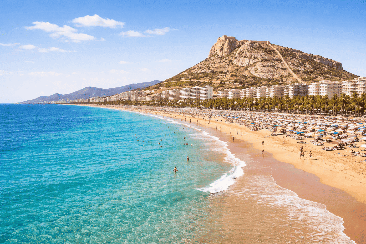 Playa del Postiguet beach in Alicante, home of the Alicante Tech Vibes summer beach parties