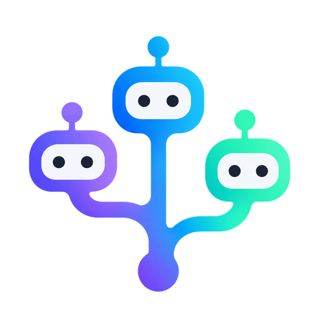 The BotsEverywhere mark: three small bots in purple, blue and teal connected by a branching line.